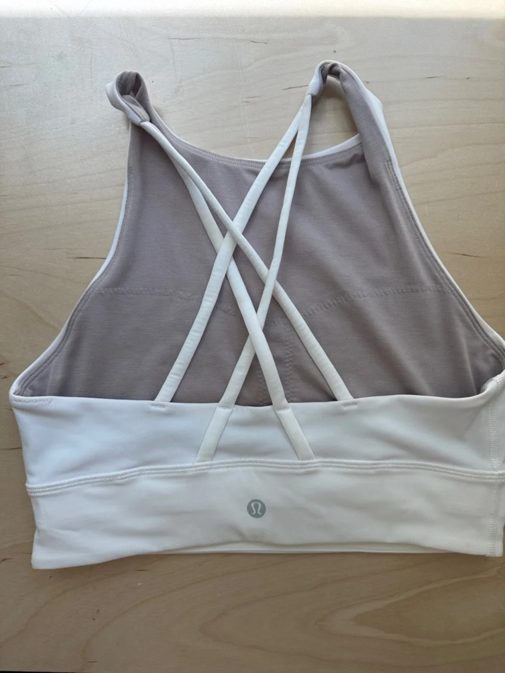 lululemon athletica High Neck Sports Bra in Cream - Picture 4 of 7